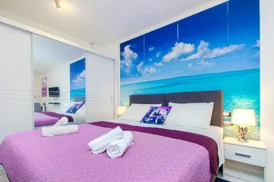 Krevet ili kreveti u jedinici u objektu Apartment Seaside, free parking