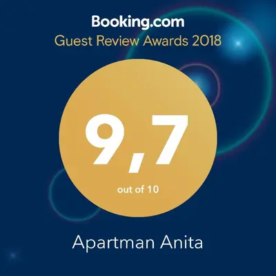 Certifikat, nagrada, logo ili neki drugi dokument izložen u objektu Apartman Anita