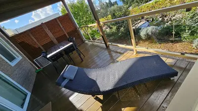 Balkon ili terasa u objektu Mobilna kućica Tara, uvala Slanica, Murter