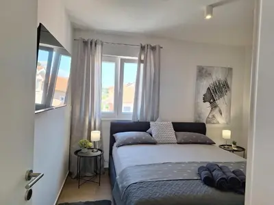 Krevet ili kreveti u jedinici u objektu Apartment Traum-Meerblick-Vodice
