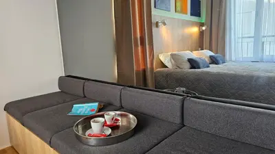 Krevet ili kreveti u jedinici u objektu 65SUITE Šibenik Mediteran apartment Sea view & underground garage parking