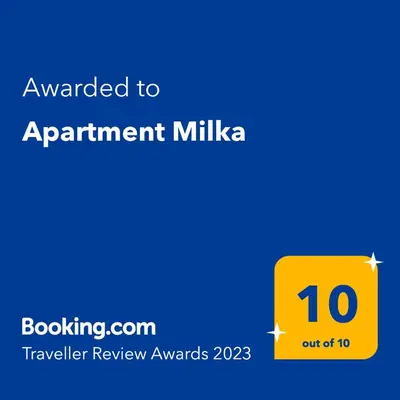 Certifikat, nagrada, logo ili neki drugi dokument izložen u objektu Apartment Milka with sea view