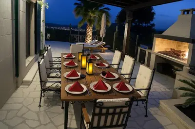 Balkon ili terasa u objektu Luxury Stone Villa Smokvica, Heated Pool, Sauna, Jacuzzi, Sea View