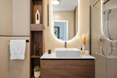 Kupaonica u objektu Luxury Aquarius Apartments - Beachside with Hot Tub