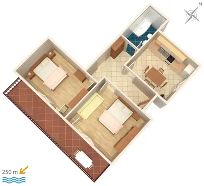 Tlocrt objekta Apartment Jezera 5093a