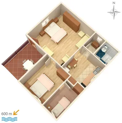 Tlocrt objekta Apartments with a parking space Murter - 5103