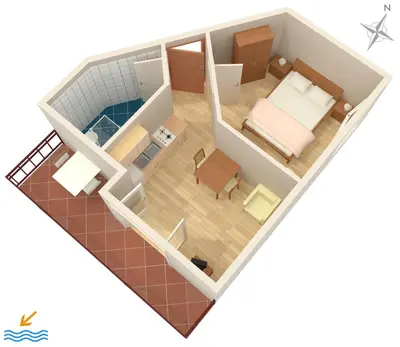 Tlocrt objekta Apartments with parking space Vodice - 7604