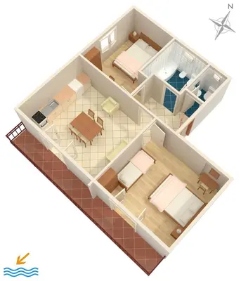 Tlocrt objekta Apartments with parking space Vodice - 7604