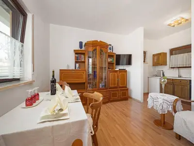 TV i/ili zabavni centar u objektu Apartment in Zaton near Beach Zvizda