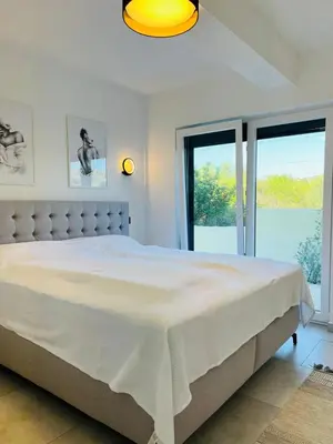Krevet ili kreveti u jedinici u objektu Traumhaftes Apartment mit Pool
