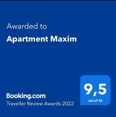 Certifikat, nagrada, logo ili neki drugi dokument izložen u objektu Apartment Maxim
