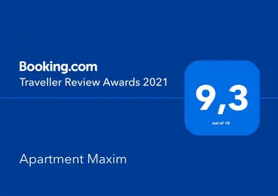Certifikat, nagrada, logo ili neki drugi dokument izložen u objektu Apartment Maxim