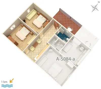 Tlocrt objekta Apartments with parking space Murter - 5084