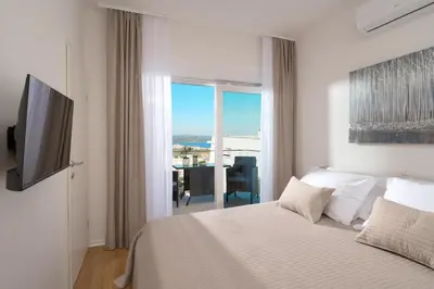 Krevet ili kreveti u jedinici u objektu Hillside Apartment Murter Panorama View