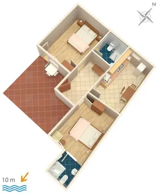 Tlocrt objekta Family friendly seaside apartments Brodarica, Sibenik - 4833