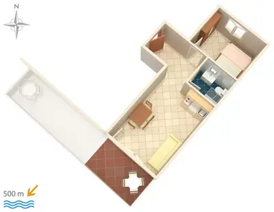 Tlocrt objekta Apartments with parking space Vodice - 6178