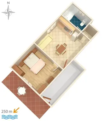 Tlocrt objekta Apartment Tribunj 7117b