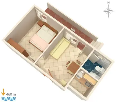 Tlocrt objekta Apartments with parking space Vodice - 2995