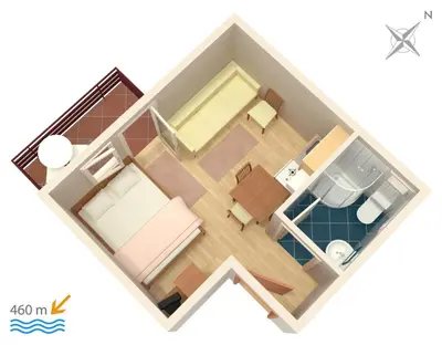 Tlocrt objekta Studio Vodice 4172a