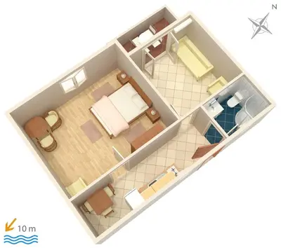 Tlocrt objekta Apartments by the sea Vodice - 4198