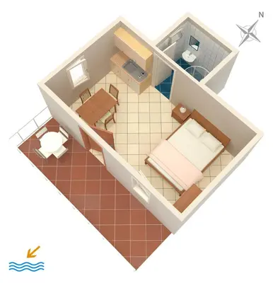 Tlocrt objekta Apartments with parking space Grebastica, Sibenik - 4312