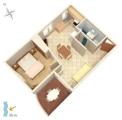 Tlocrt objekta Apartments by the sea Brodarica, Sibenik - 4194