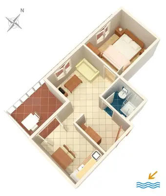 Tlocrt objekta Apartments by the sea Jezera, Murter - 5123