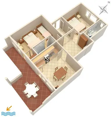 Tlocrt objekta Apartments by the sea Tisno, Murter - 4295