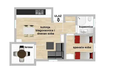 Tlocrt objekta Sunny Apartment