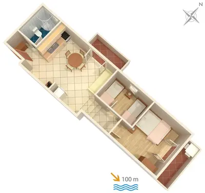 Tlocrt objekta Apartments by the sea Rogoznica - 5269