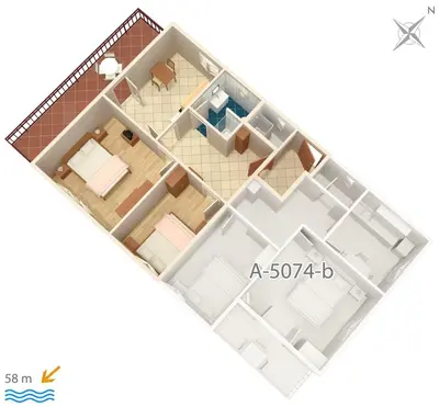 Tlocrt objekta Apartments by the sea Jezera, Murter - 5074