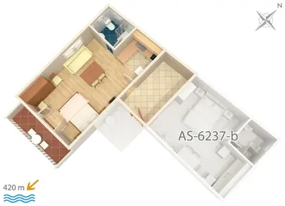 Tlocrt objekta Apartments with a parking space Tribunj, Vodice - 6237