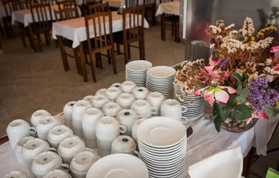 Restoran ili neka druga zalogajnica u objektu Mobile homes Bonaca