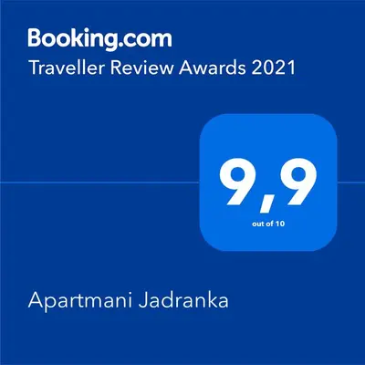 Certifikat, nagrada, logo ili neki drugi dokument izložen u objektu Apartmani Jadranka