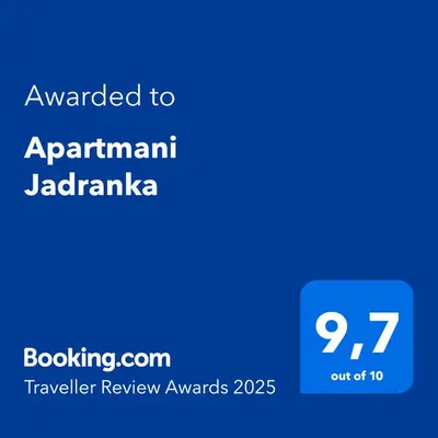 Certifikat, nagrada, logo ili neki drugi dokument izložen u objektu Apartmani Jadranka