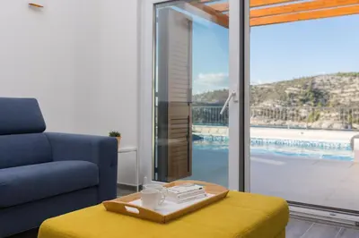 Bazen u objektu Villa Diomedes with the sea view and the pool ili u blizini