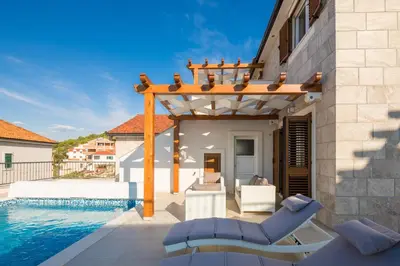 Bazen u objektu Villa Diomedes with the sea view and the pool ili u blizini