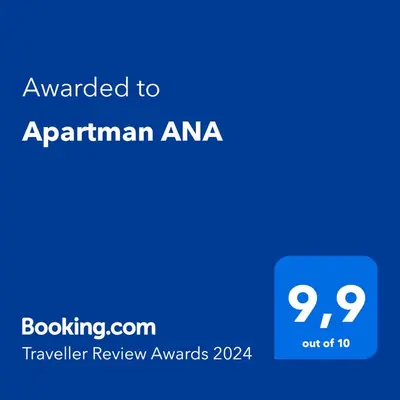 Certifikat, nagrada, logo ili neki drugi dokument izložen u objektu Apartman ANA
