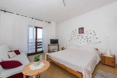 Krevet ili kreveti u jedinici u objektu Apartment Mili Sea View Betina