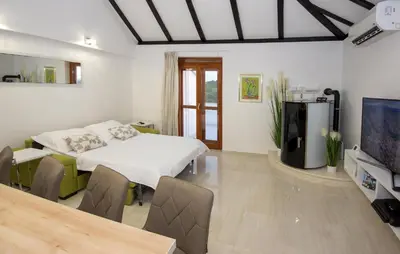 TV i/ili zabavni centar u objektu Beautiful Home In Pokrovnik With Sauna