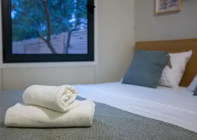 Krevet ili kreveti u jedinici u objektu Mobile Homes Vrata Krke