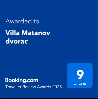 Certifikat, nagrada, logo ili neki drugi dokument izložen u objektu Villa Matanov dvorac