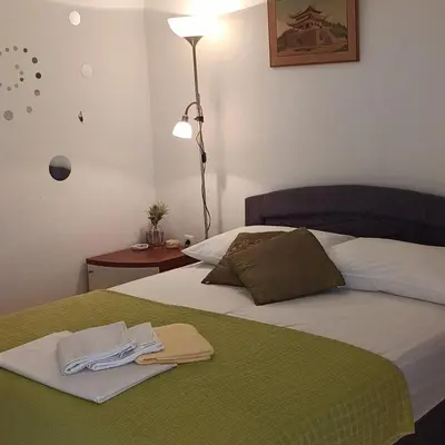 Krevet ili kreveti u jedinici u objektu Studioapartment in Tribunj mit Terrasse, Klimaanlage, W-LAN, Waschmaschine 5040-2