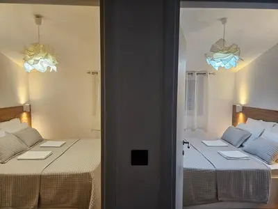 Krevet ili kreveti u jedinici u objektu Cozy Designed & Sea view Apartment SULYE, Zaboric Sibenik