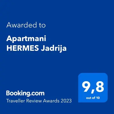 Certifikat, nagrada, logo ili neki drugi dokument izložen u objektu Apartmani HERMES Jadrija