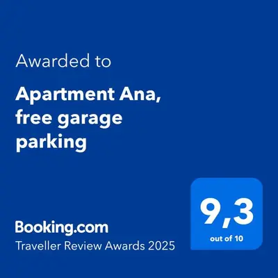 Certifikat, nagrada, logo ili neki drugi dokument izložen u objektu Apartment Ana, free garage parking