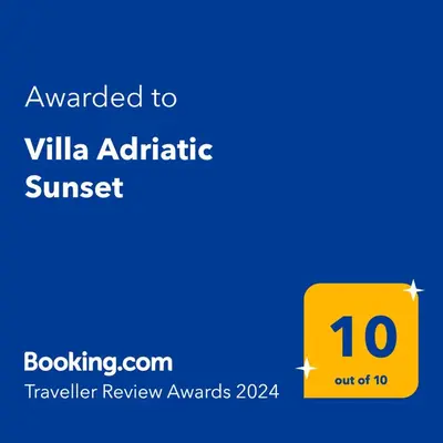 Certifikat, nagrada, logo ili neki drugi dokument izložen u objektu Villa Adriatic Sunset